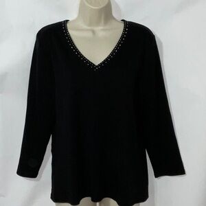Rafaella knit top, V-Kneck w/Sequins, Med